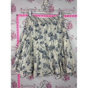 Oxmo Floral Circle Skirt in Cream and Navy